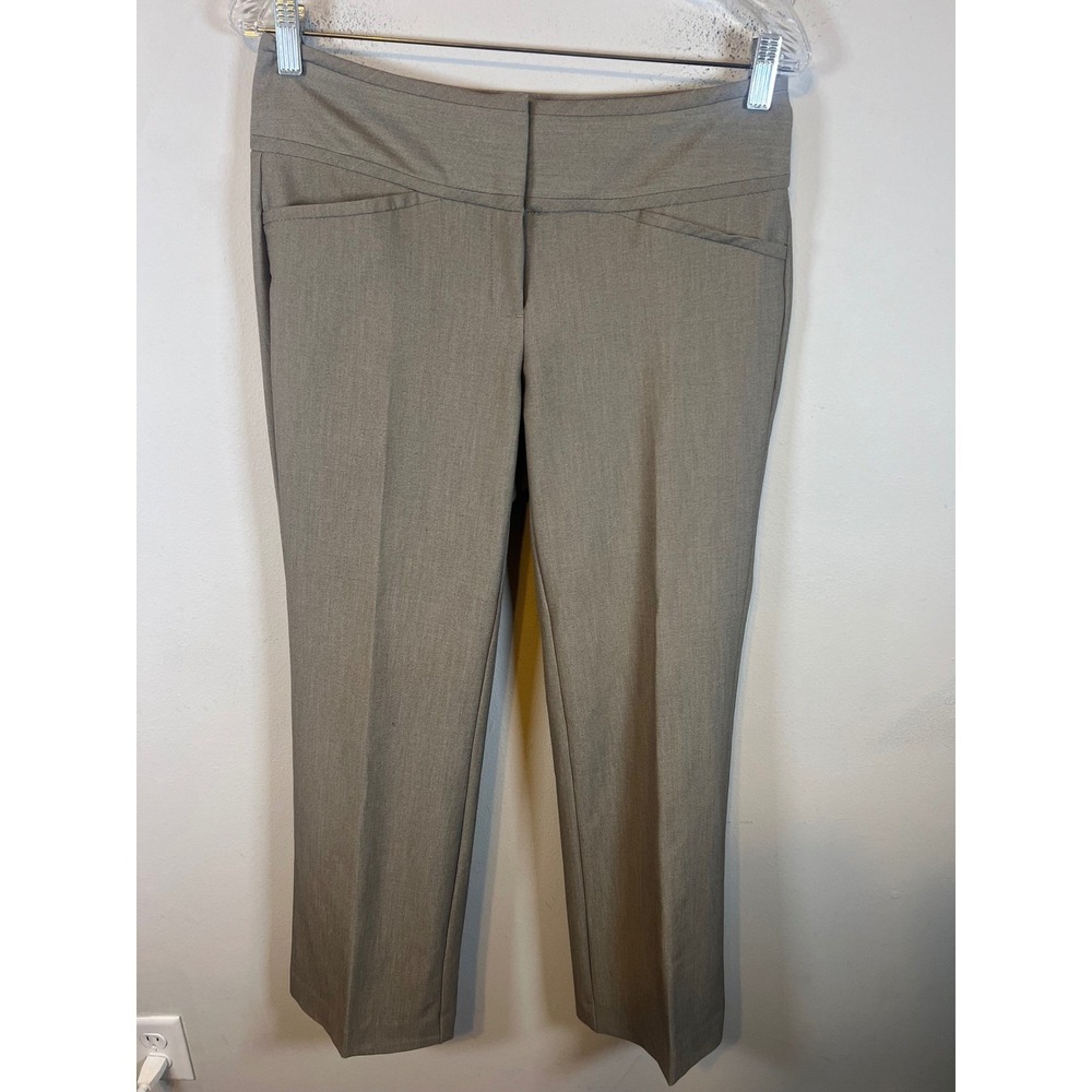 Elle Womens Dress Pants Straight Leg Stretch Taupe Brown Size 8